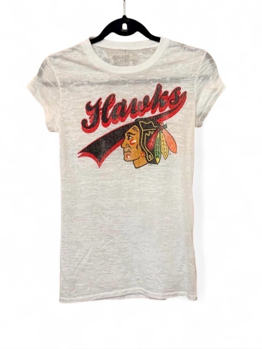 Retro Brand White Cotton Chicago Blackhawks Crew Neck T-Shirt Sz S